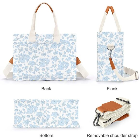 Elegant Women's Canvas Tote Bag with Multi Pockets - Perfect for Work & Travel - Picture 6 of 6